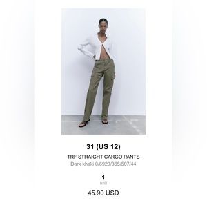 Zara womens cargo pants